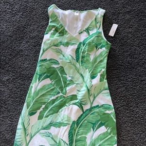 Green tropical long dress
